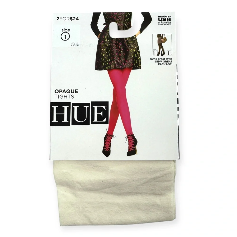 Hue Opaque Non Control Top Tights Ivory Womens Size‎ 1